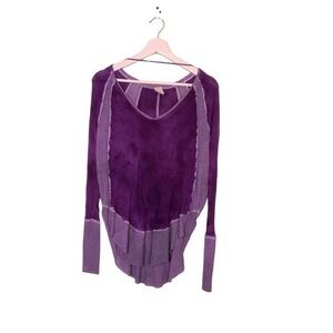 Free People Henley sweater over‎ dyed purple lob sleeve knit top XS